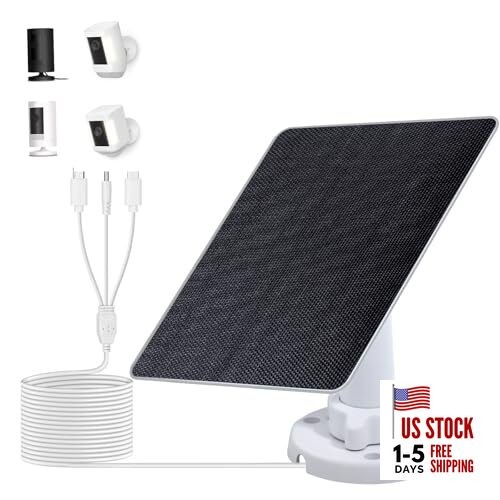  Solar Panel for Ring Camera Outdoor Wireless, 5W Fast Charging Compatible 