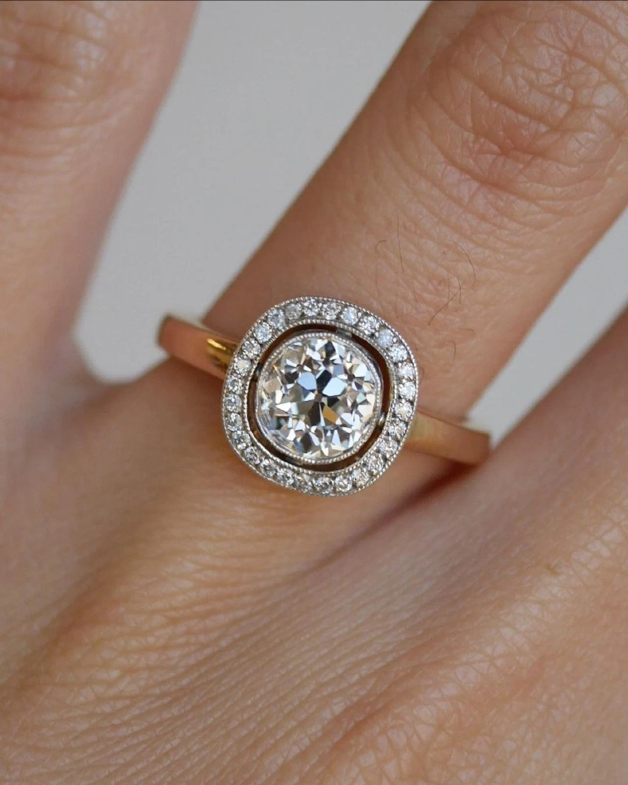 14K Two-Tone Gold Plated 2.5Ct Round Cut VVS1 Moissanite Women's Engagement Ring