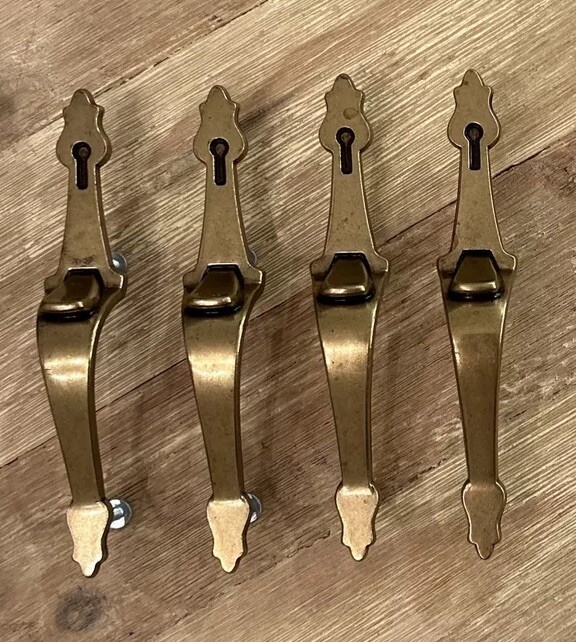 (4) Amerock 315 Cabinet Door Thumb Pull Handle Dark Brass 3-1/16" Centers 1960