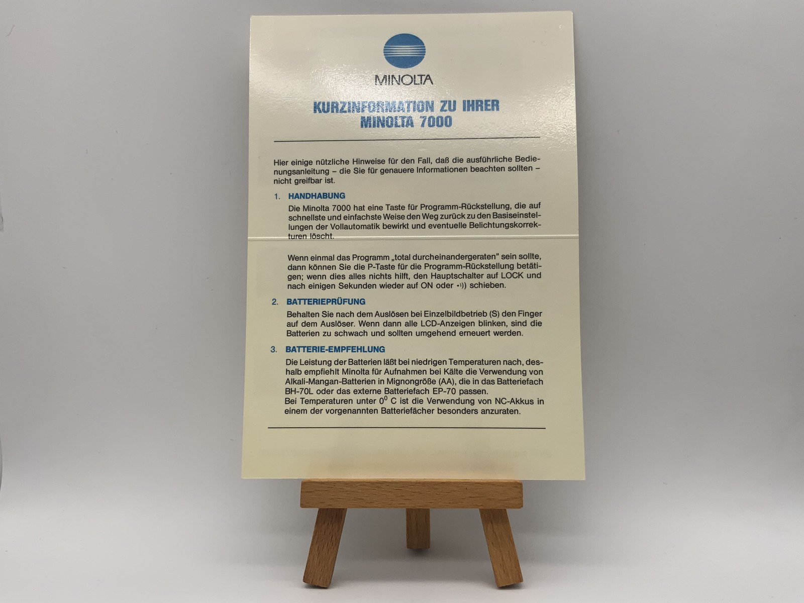 Minolta 7000 Quick Guide German