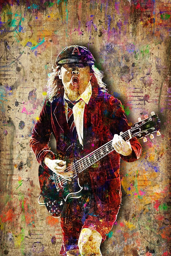 ANGUS YOUNG AC/DC 16x24in Poster, Angus Young Guitarist Pop Art Free Shipping US