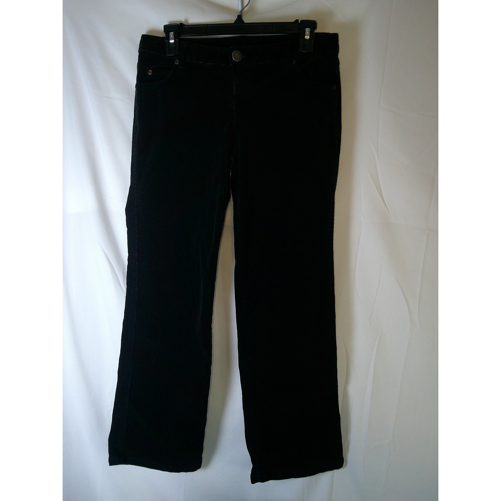 Woolrich Black Corduroy Velour Straight Leg Pants Womens Petite Size 4 1215 BLK