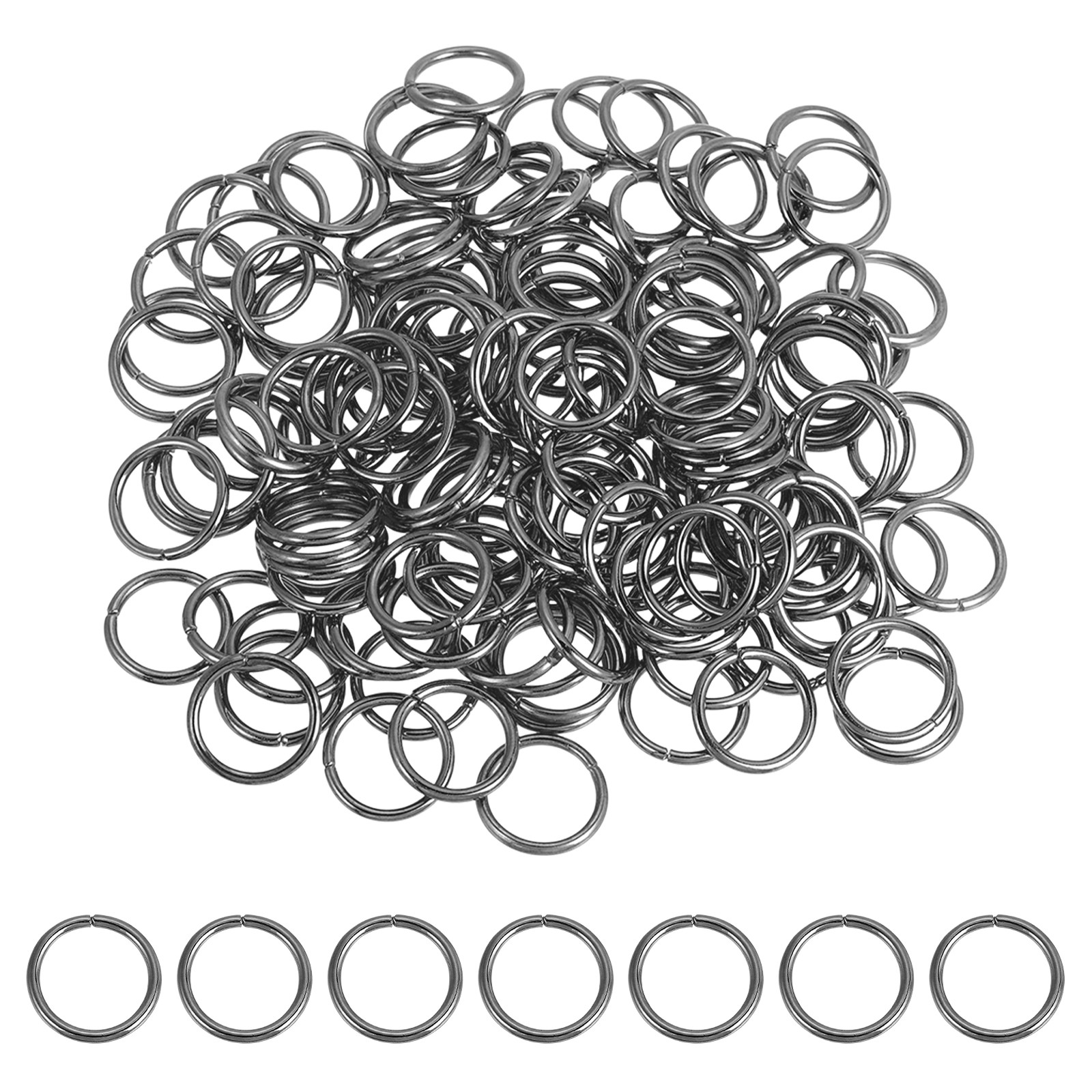 200 Pcs Open Jump Rings, 18mm Split Metal Ring 2mm Thick Connect, Bright Black