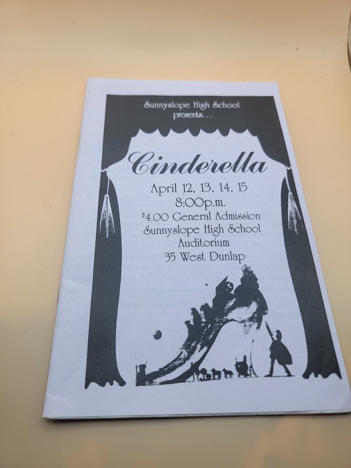 Vintage Y2K Live Performance Play Theater Pamphlet Brochure Cinderella 