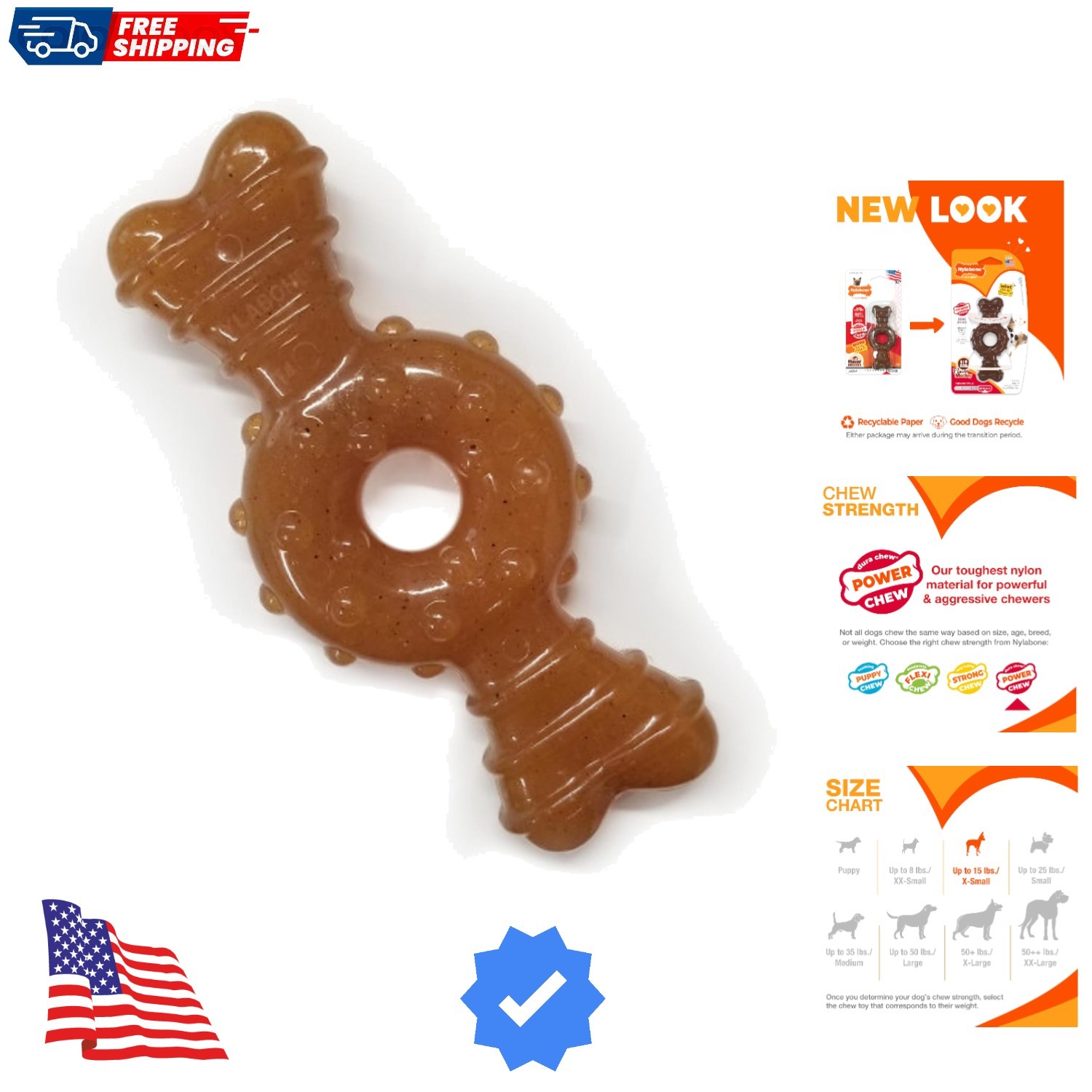 Ring Bone Power Chew Toy for Dogs, Durable Dog Toys for Aggressive Chewers, D...