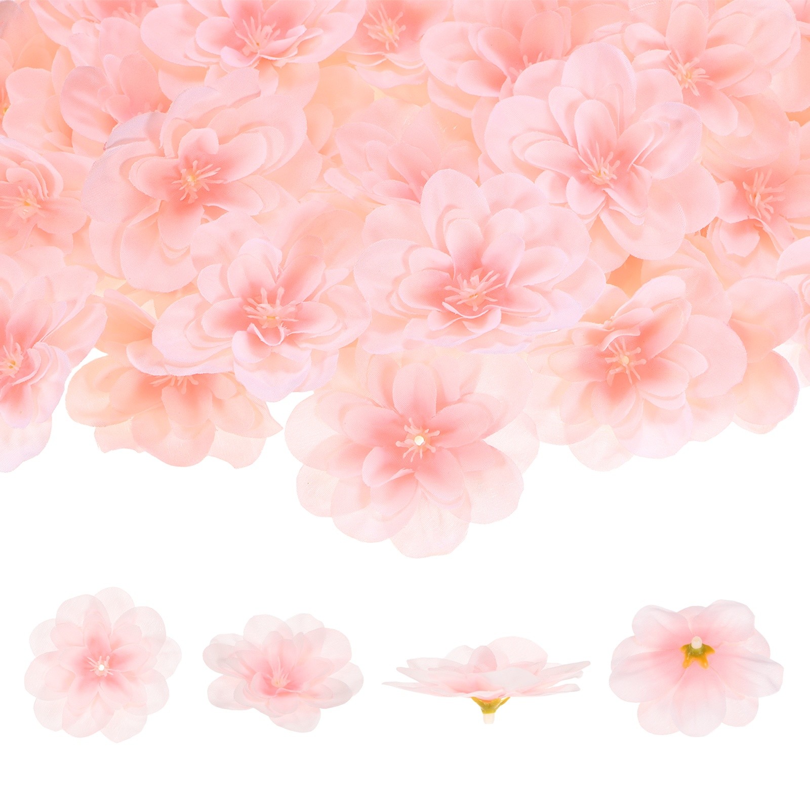 Artificial Flower Heads (2 Inch, Pink) 100 PCS - Delphinium Silk Flowers