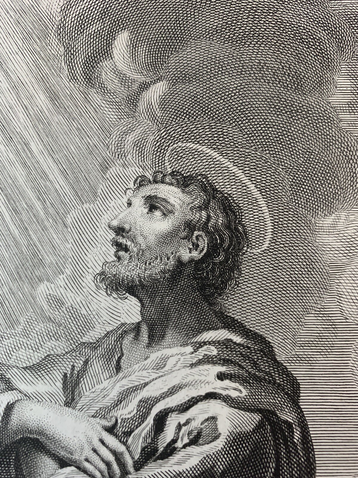 Beautiful Antique Engraving Portrait Of St Jude François Boucher Etienne Brion