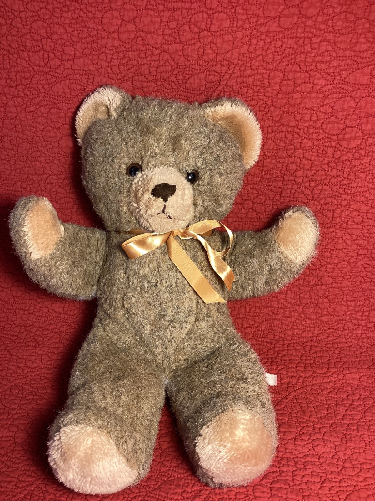 vintage 16" heather brown bear plush stuffed