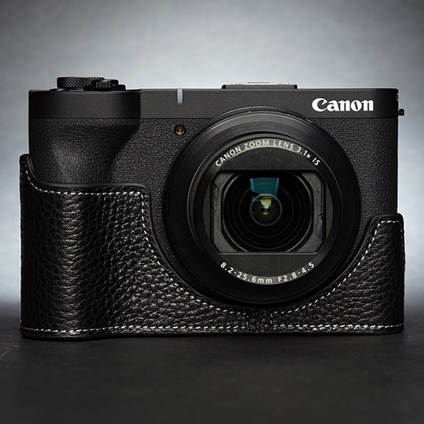 For Canon V1 Handmade Real Leather Camera Half Cover Case Protective Base Bag