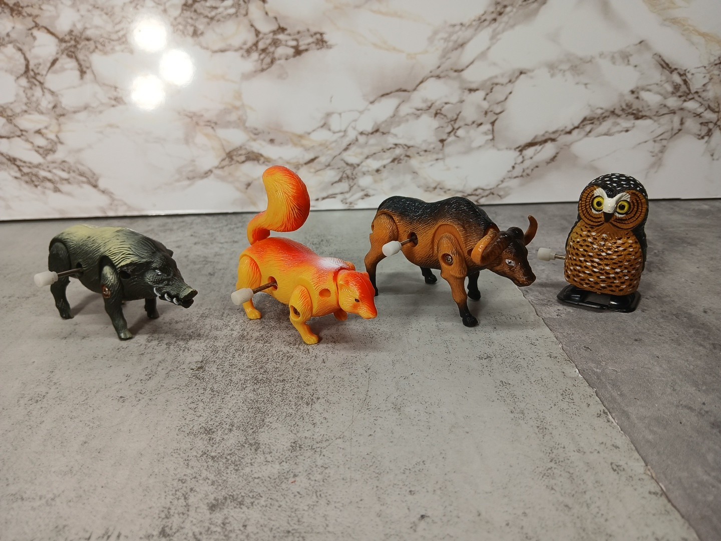 Lot of 4 Vintage Animal Wind Up Toys- All Working