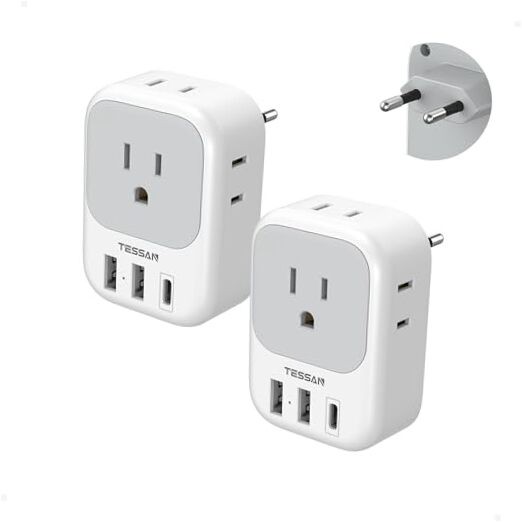 2 Pack European Plug Adapter USB C,  US to Europe Adapter Type C-Most of Europe
