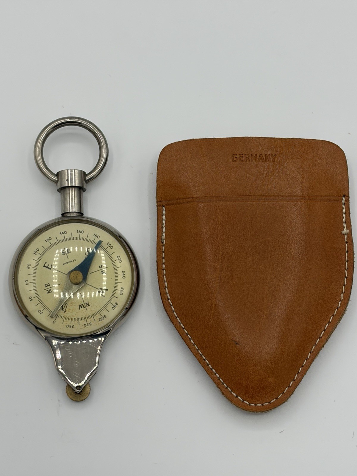 Vintage German Made Map Distance Reader & Compass in Leather Sheath