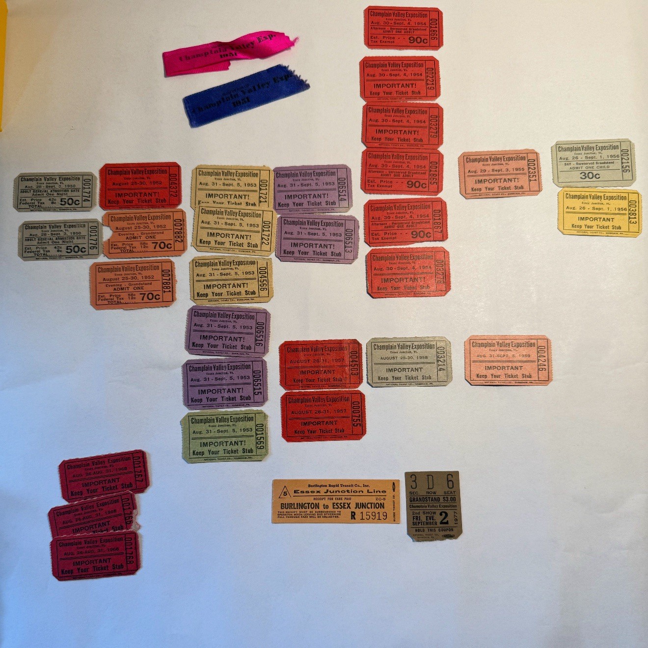 Lot Of Champlain Valley Exposition Essex Junction, VT Admission Tickets 1950s