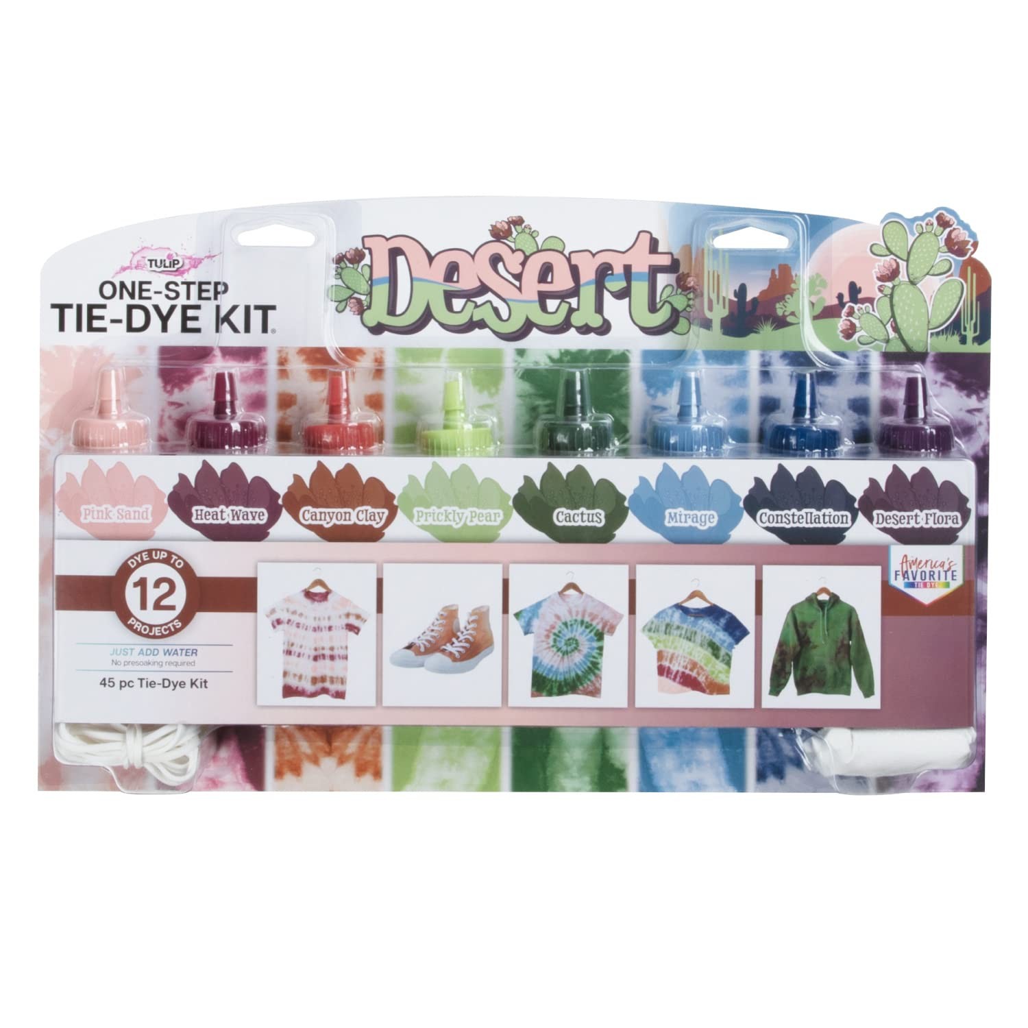 One-Step Tie-Dye Kit Desert Set, Easy for Beginner Skill Levels, 8 Easy Squee...