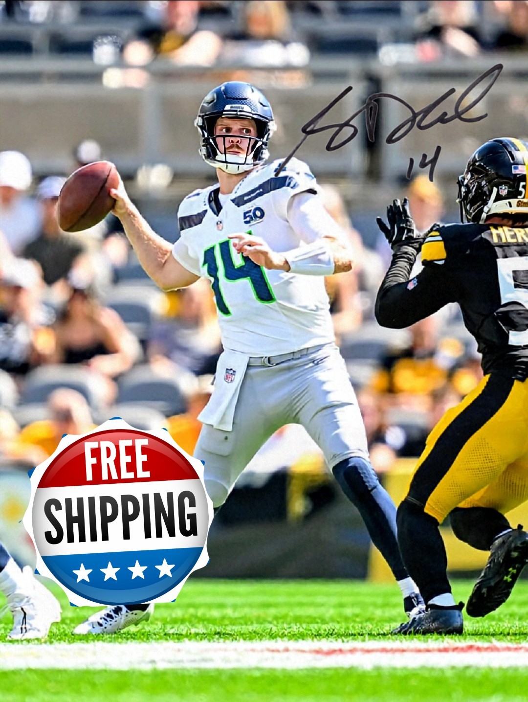 Framed SAM DARNOLD SEATTLE SEAHAWKS REPRINT 8X10 PHOTO AUTOGRAPHED SIGNED 