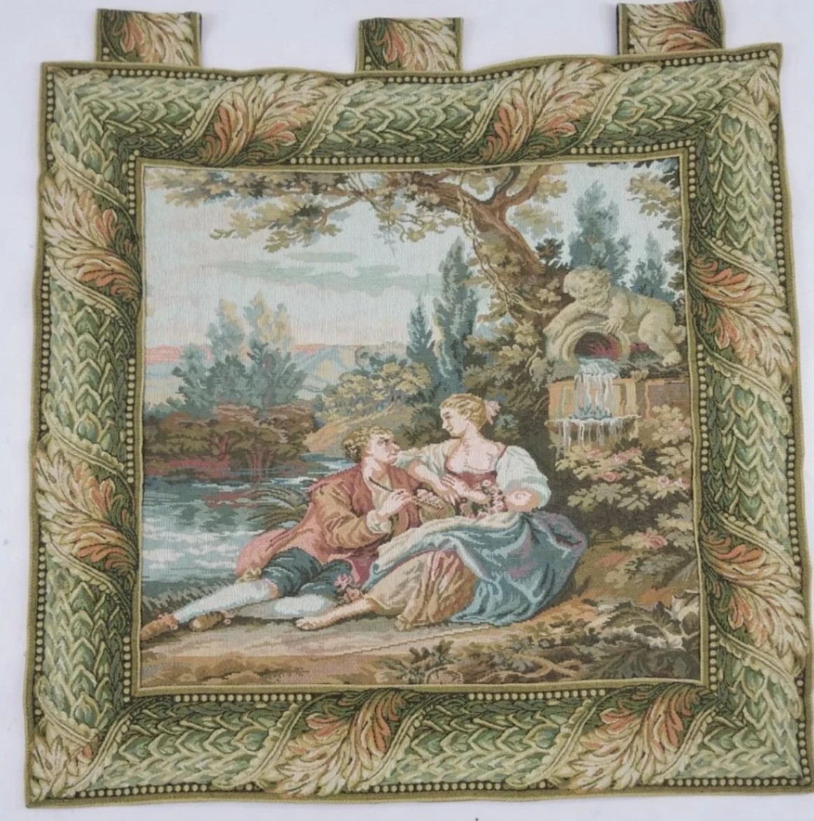 Vintage French Romantic Couple Scene Wall Hanging Tapestry 89cm x 95cm