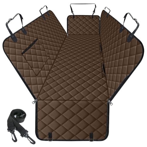 Waterproof Dog Car Seat Cover for Back Seat - Large,Standard Coffee,Black