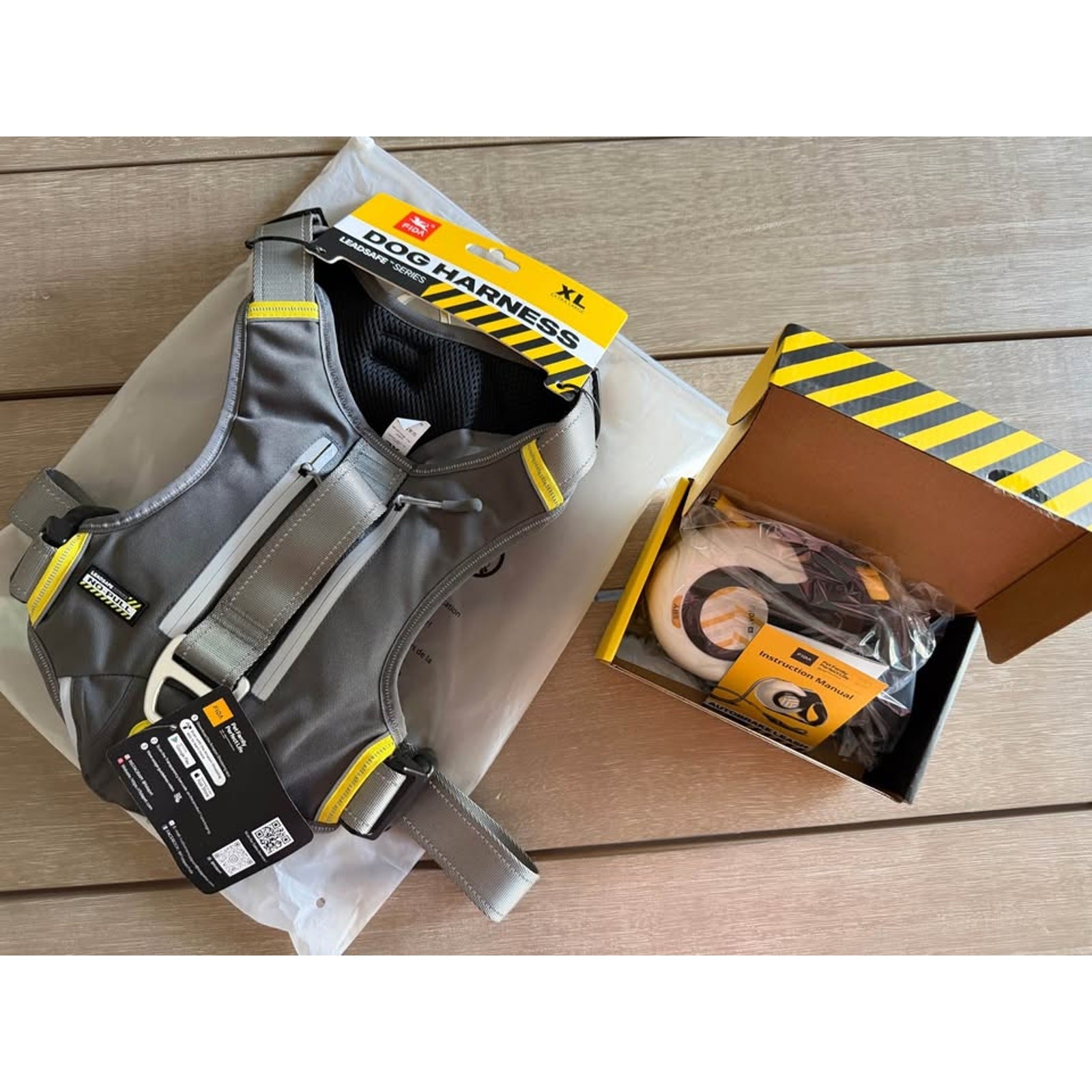 FIDA Lead Safe Set: Retractable Leash & No‑Pull Harness XL Pet Training 