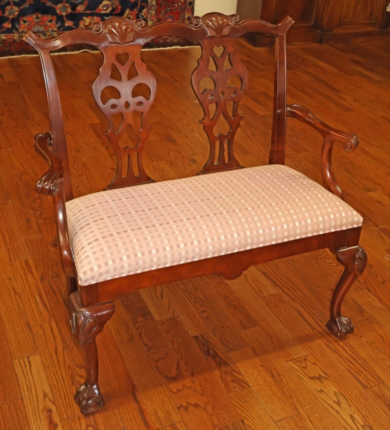 Century Chair Co. Mahogany Chippendale Style Bench Loveseat Settee