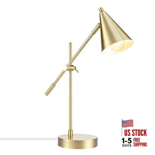  x Novogratz 52887 18" Desk Lamp, Matte Finish, Adjustable 18" 1-Light Brass