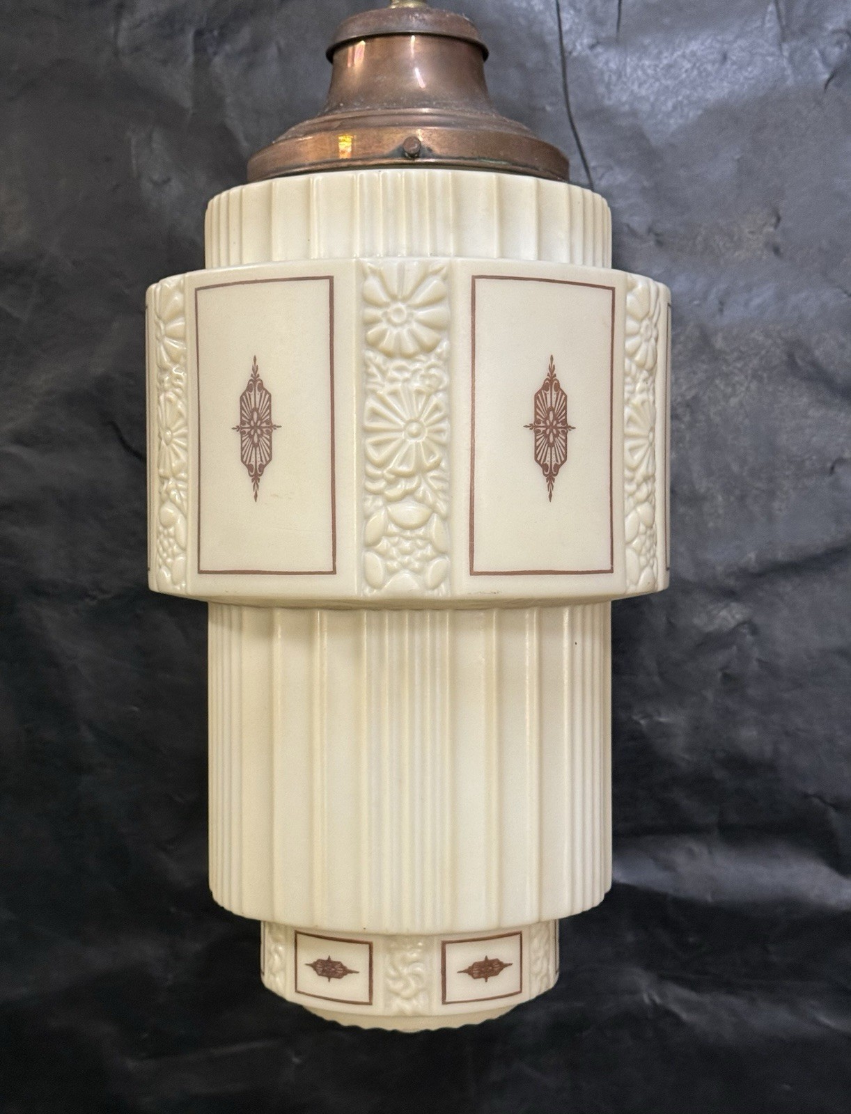 1920s Art Deco Sky Scraper Embossed Light Fixture