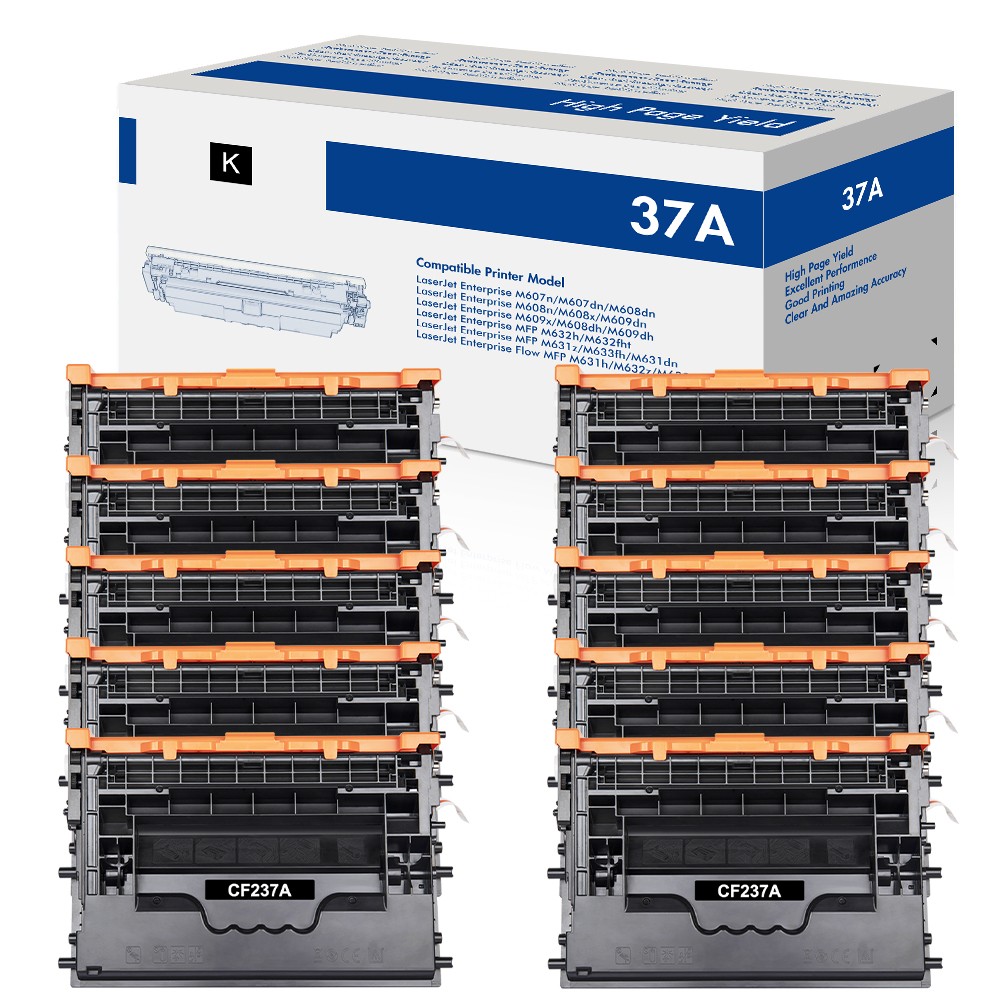 10PK CF237A Toner Compatible With HP 37A LaserJet Enterprise M609dn M608n M633z