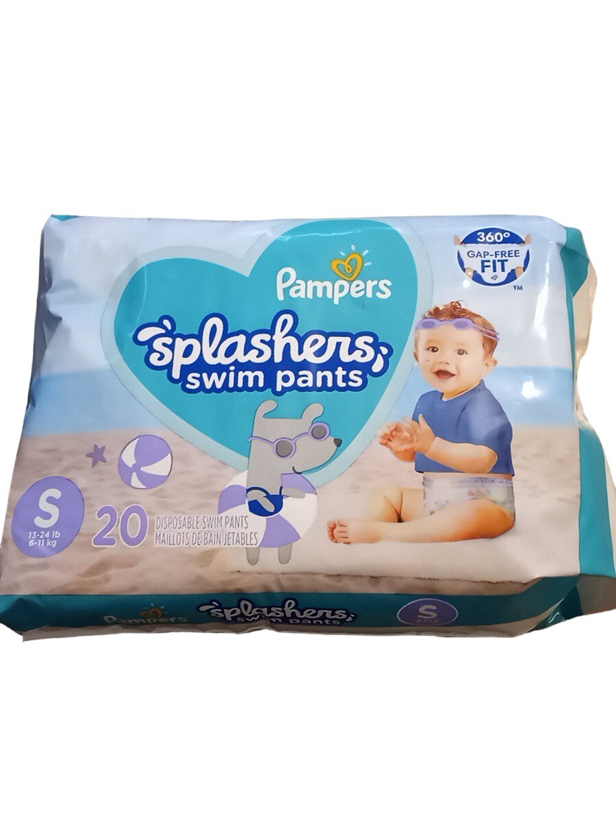 Pampers Splashers Disposable Swim Pants Diapers 20 Small 13-24lb 6-11kg Gap-Free
