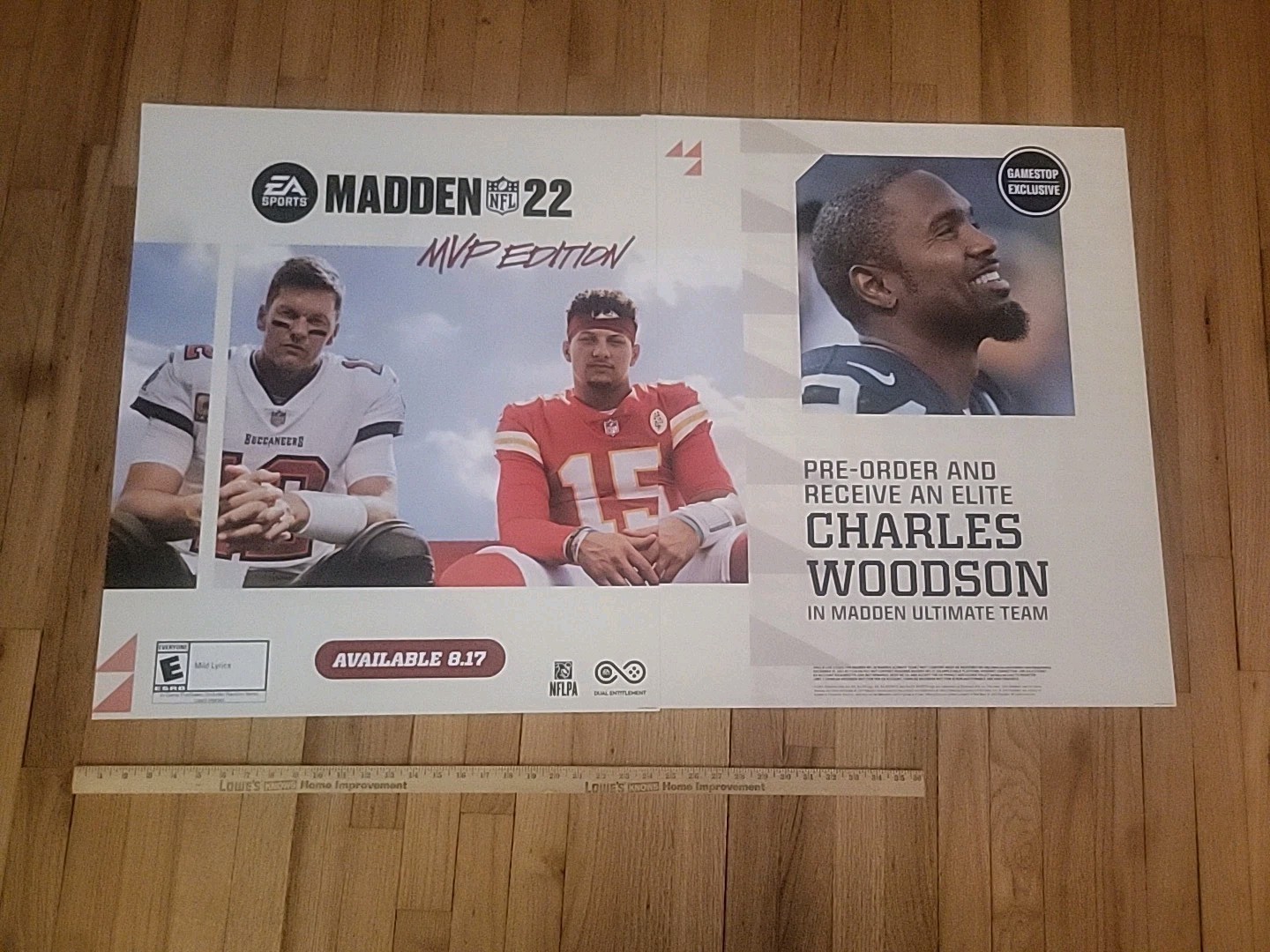 Huge 2 Piece Madden 22 MVP Edition Tom Brady, Mahomes Display Poster 24"×48"