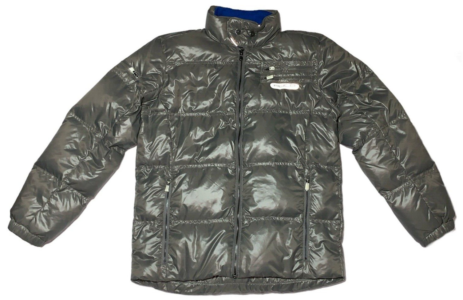 Polo Ralph Lauren Girls XL Puffer Down Feather Jacket Shiny Gray 5 Pockets