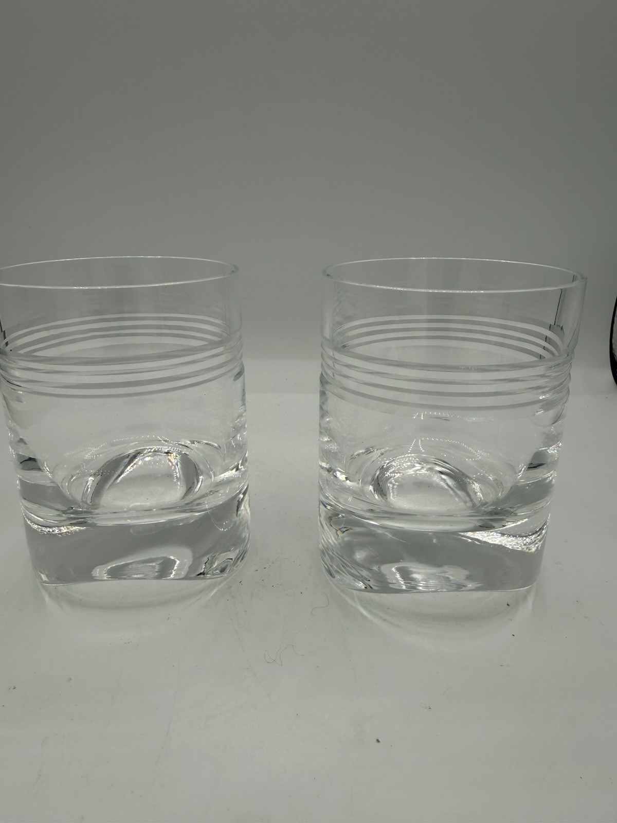 Pair Lenox Tin Can Alley Double Old Fashioned Glass Shape If A Piston