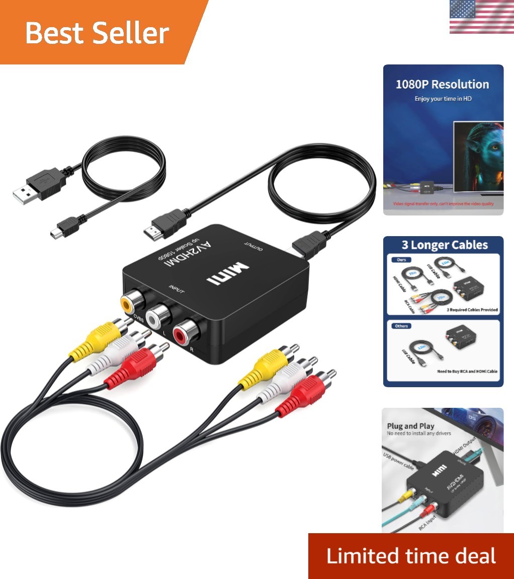 Compact RCA to HDMI Converter - Experience HD Visuals for Vintage Consoles