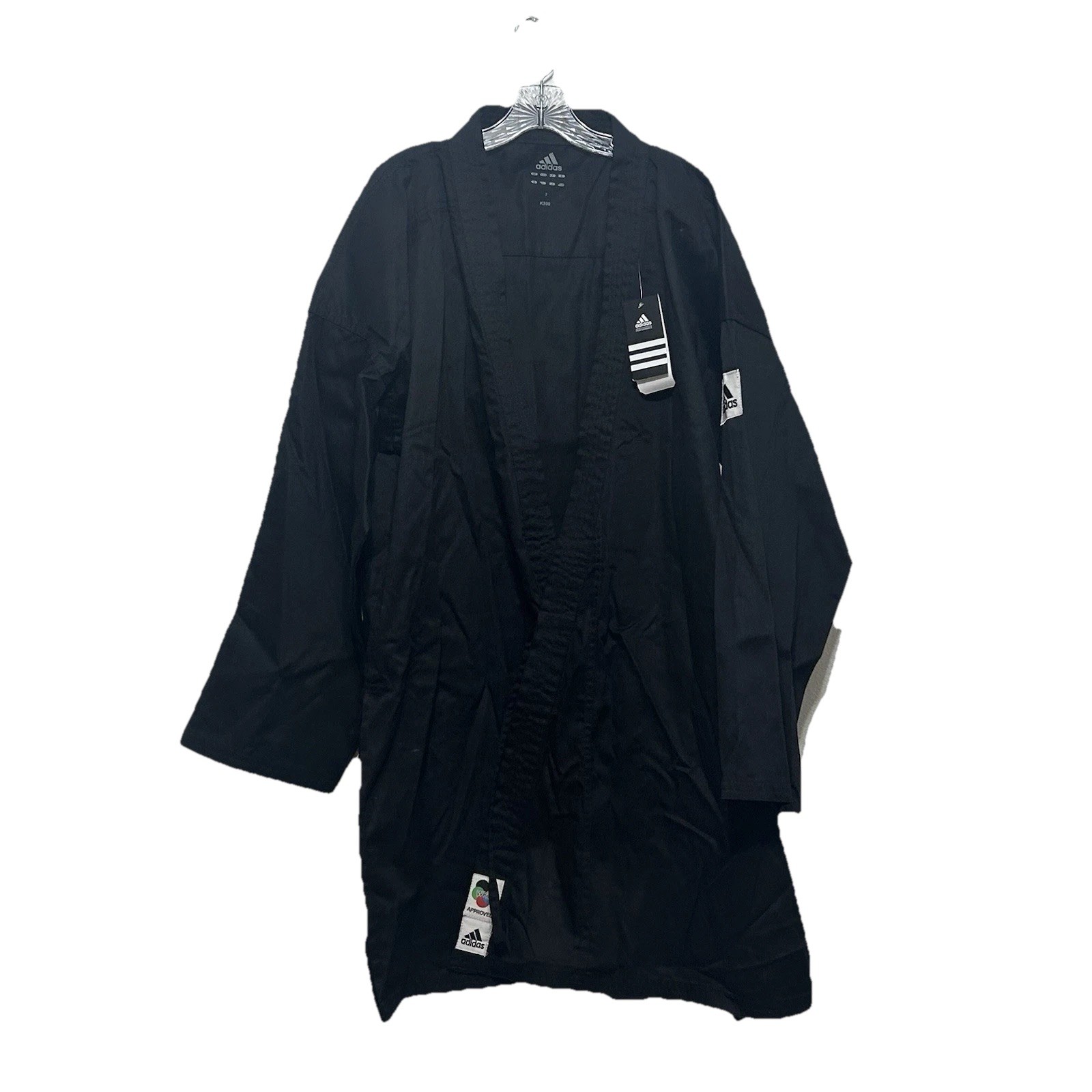 NWT Adidas Black Karate Kata Uniform Coat K200 WKF Approved Kid's Size 7 NO BELT