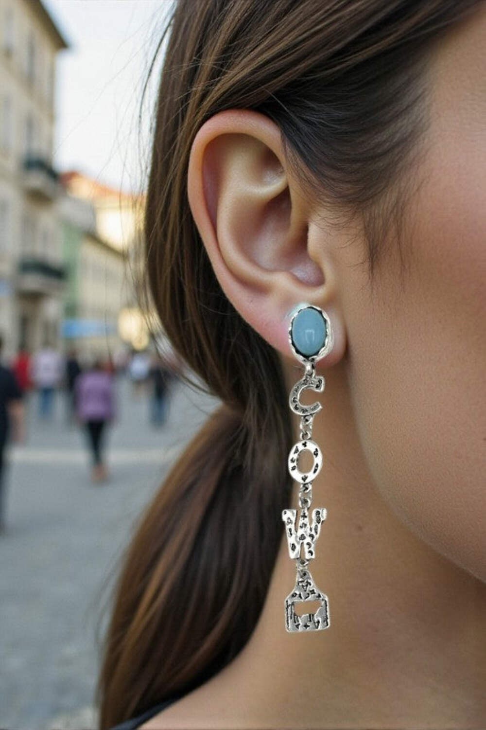 Cow Girl Drop Earring