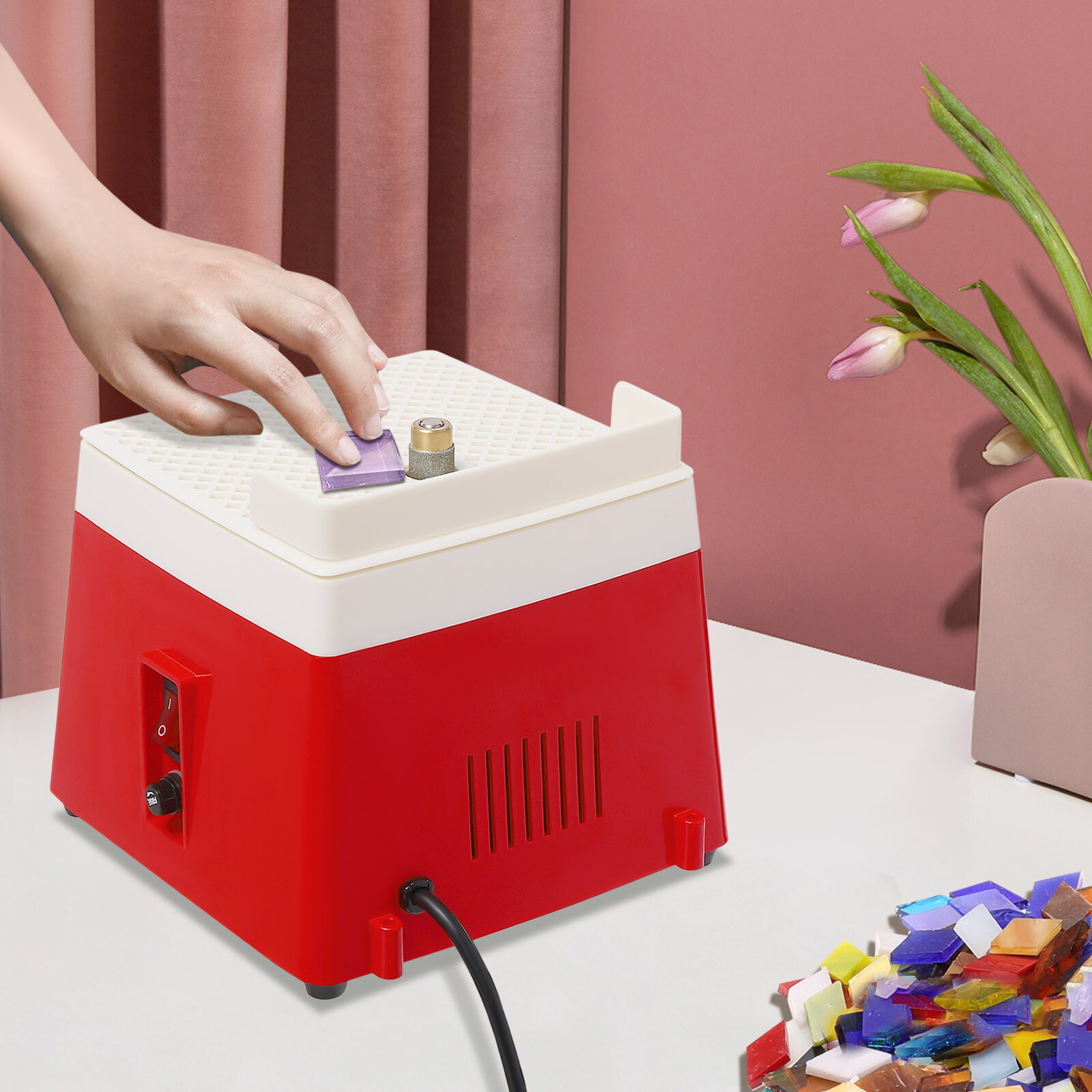 Portable Stained Glass Grinder Diamond Glass Art Grinding Tool Machine 110V