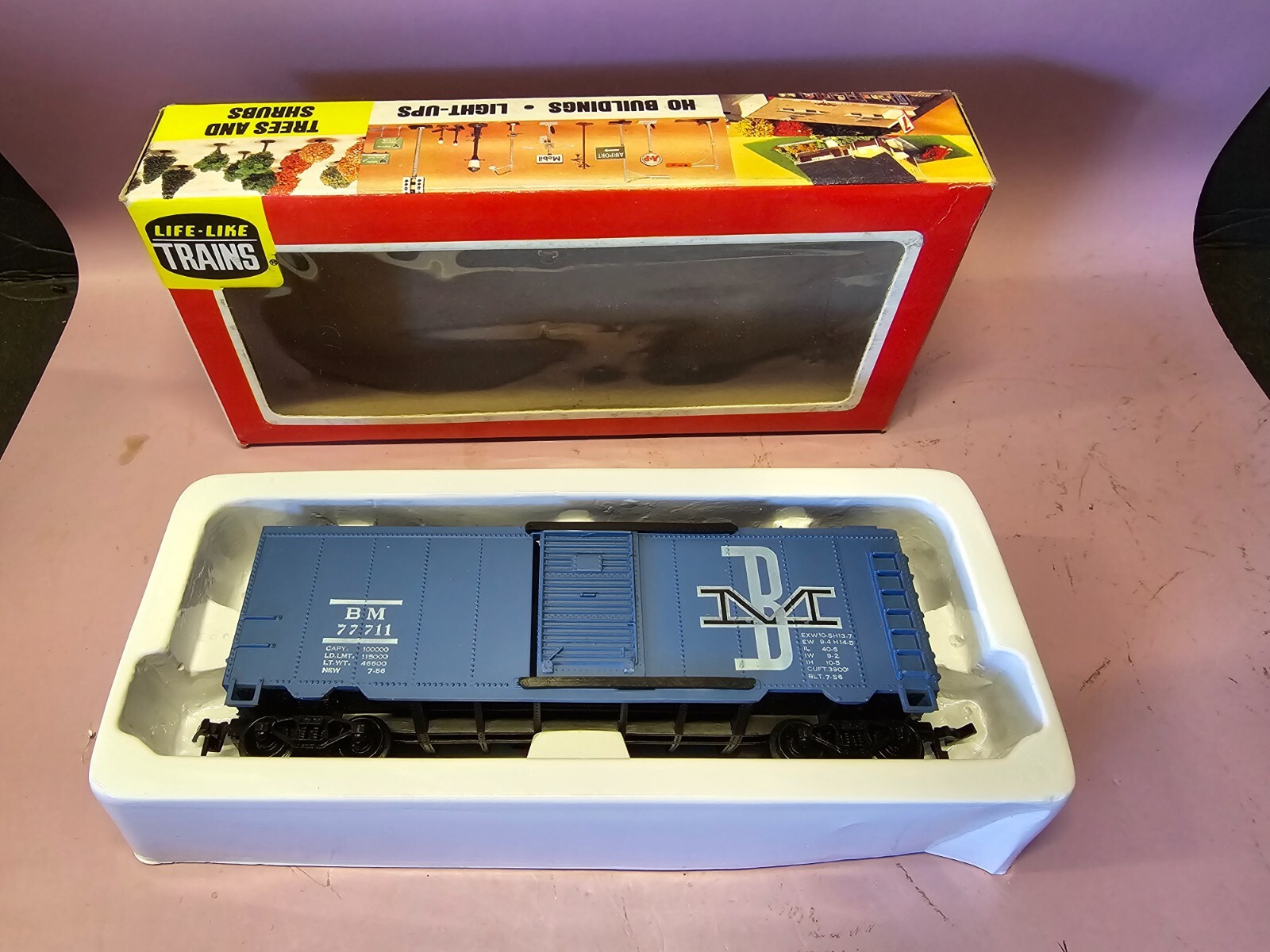 Vintage Life-Like HO Scale BM 77711 Steel Door Box Car #08538 Blue Train Car