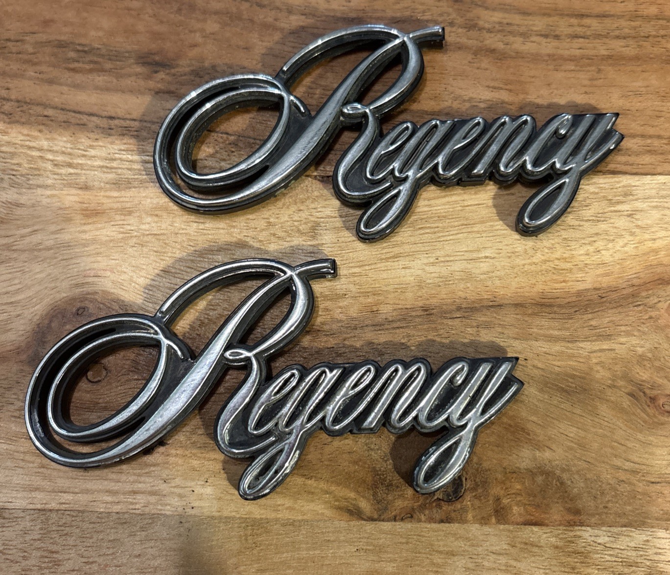 1980's Vintage Oldsmobile Regency Script Emblem OEM P/N 22521890 Trim Badge