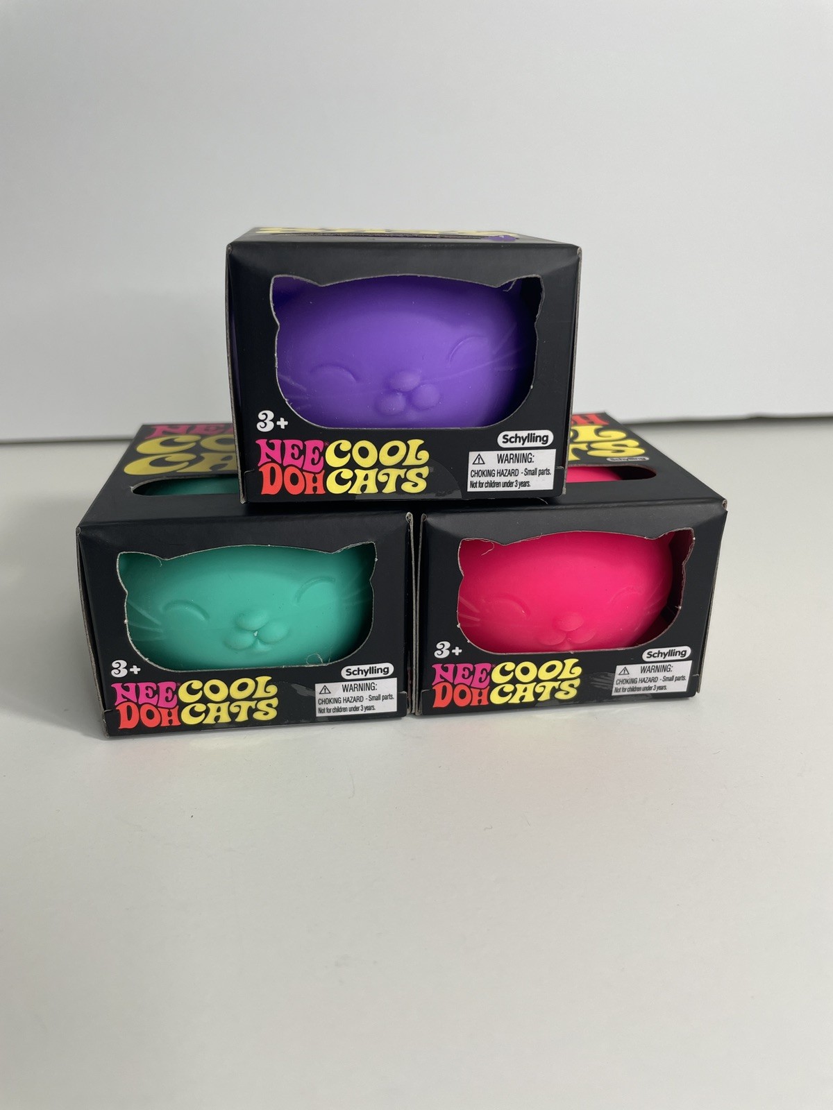 NeeDoh Cool Cats Set Of 3 Purple - Teal - Pink