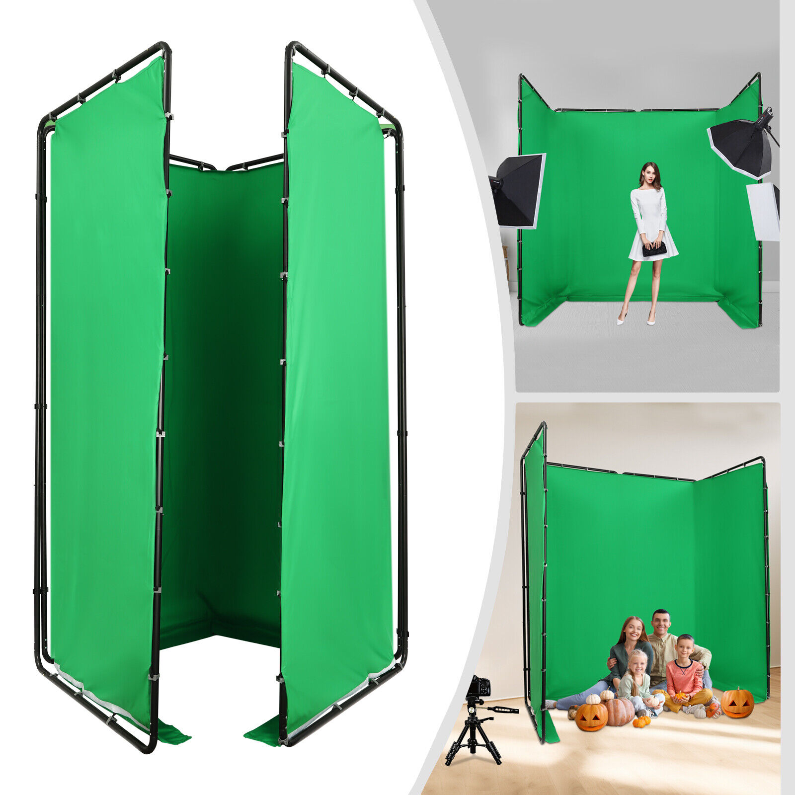 4*2.4m Photography Backdrop Stand Kit with Green or White Cloth For Photo Studio