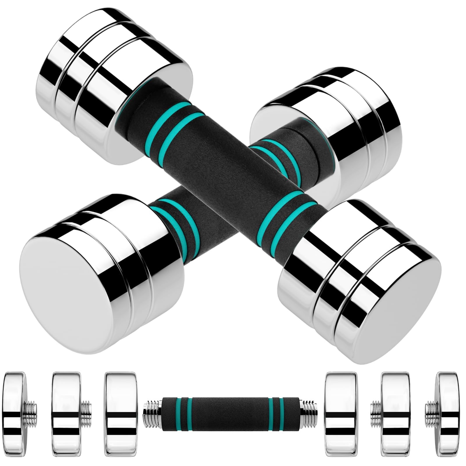 Liferun steel adjustable dumbbell set of 2 5/10/15lb free weights dumbbells