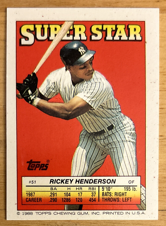 1988 Topps Super Star Rickey Henderson #51; Steve Sax #74 Dennis Eckersley #170