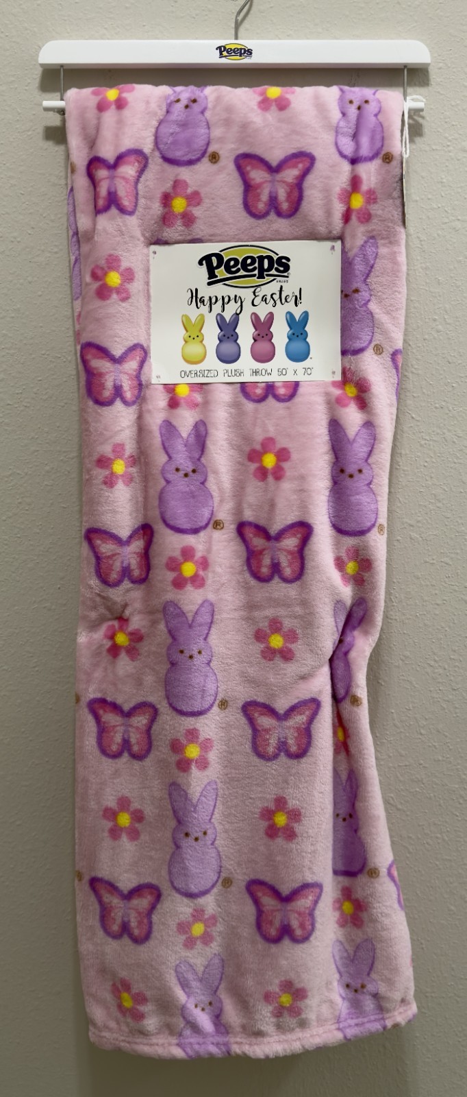 Peeps Oversized Plush 50" x 70" - Purple Peep, Butterfly, and Daisy - NEW