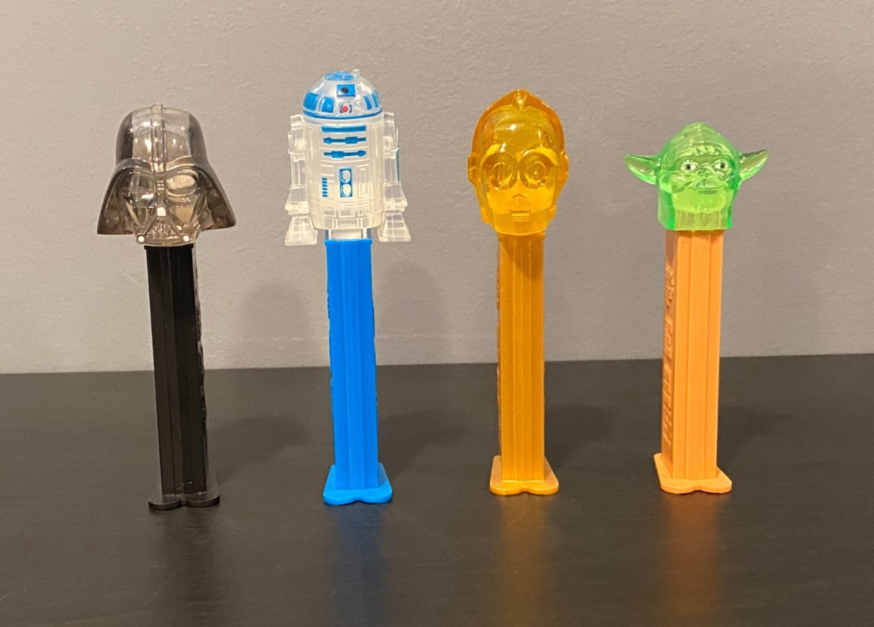 Star Wars Crystal Head Pez Dispensers – Vader, Yoda, C3PO, R2D2