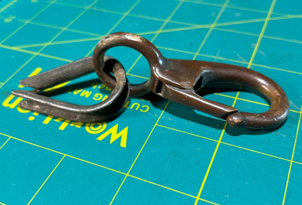 VINTAGE Nautical Marine Bronze Sailboat Rigging Clip Clasp w/Loop for Rope