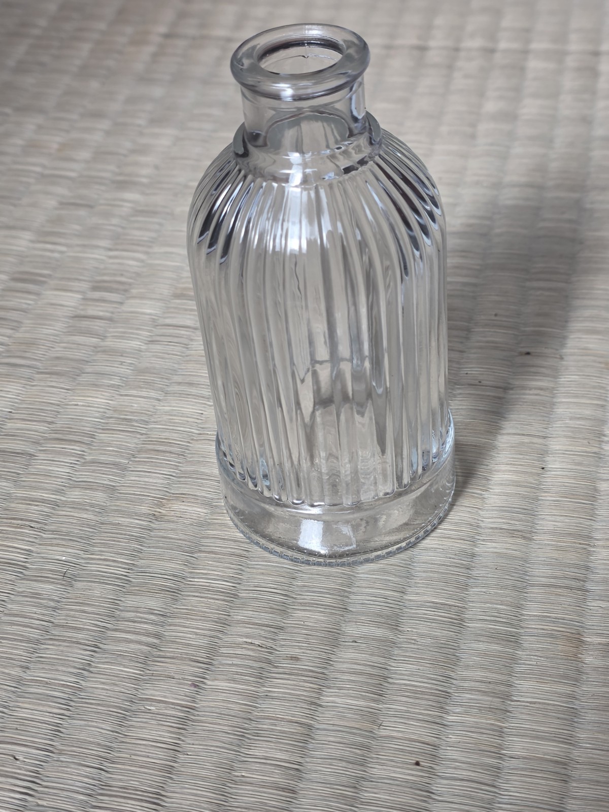 Round 5in Clear Ribbed Glass Bottle