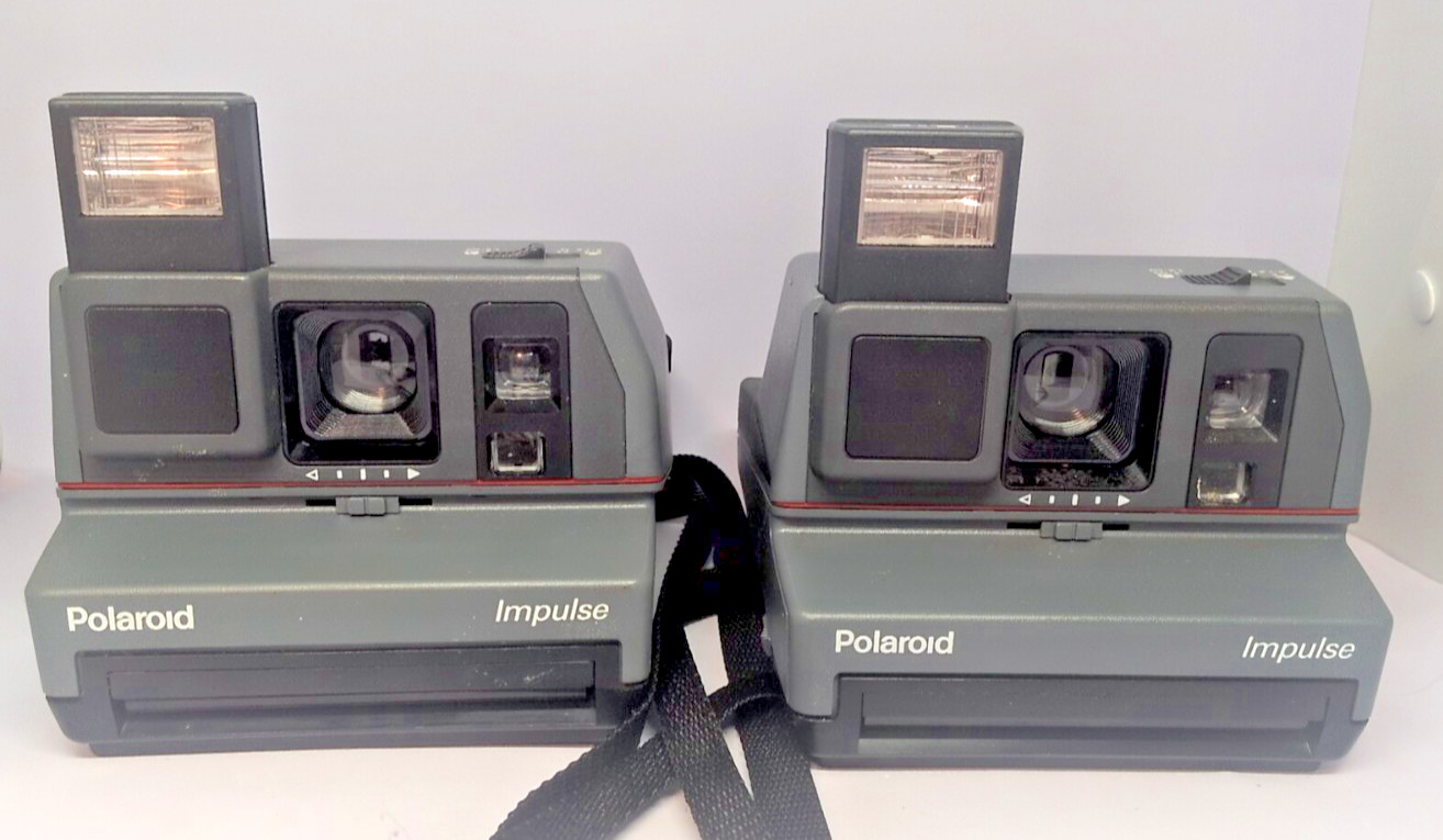 Lot 2 Polaroid 600 Plus Impulse Instant Camera With Flash Untested Parts Repair