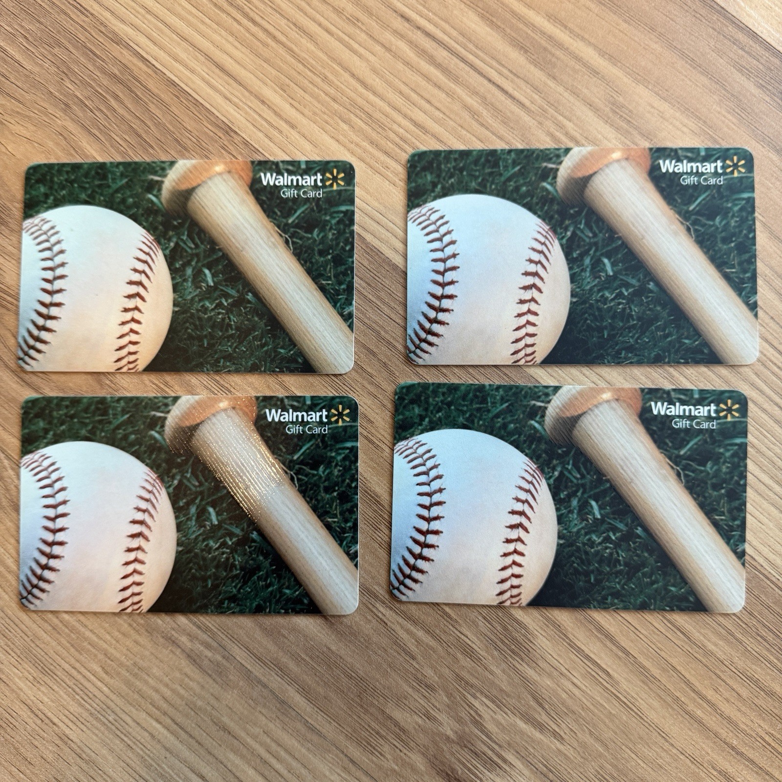 Lot Of 4 Walmart Baseball and Bat ( 2008 ) Textured Gift Card ( $0 ) No Value
