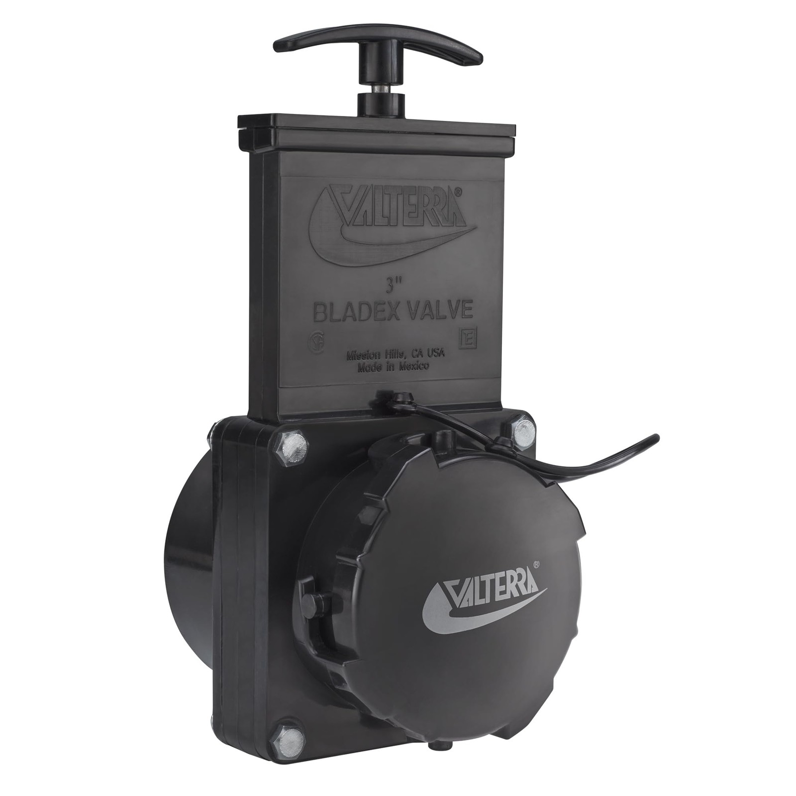 Valterra 3" Stainless Steel RV Waste Dump Gate Valve w/Cap (1) 3 inch, Black 