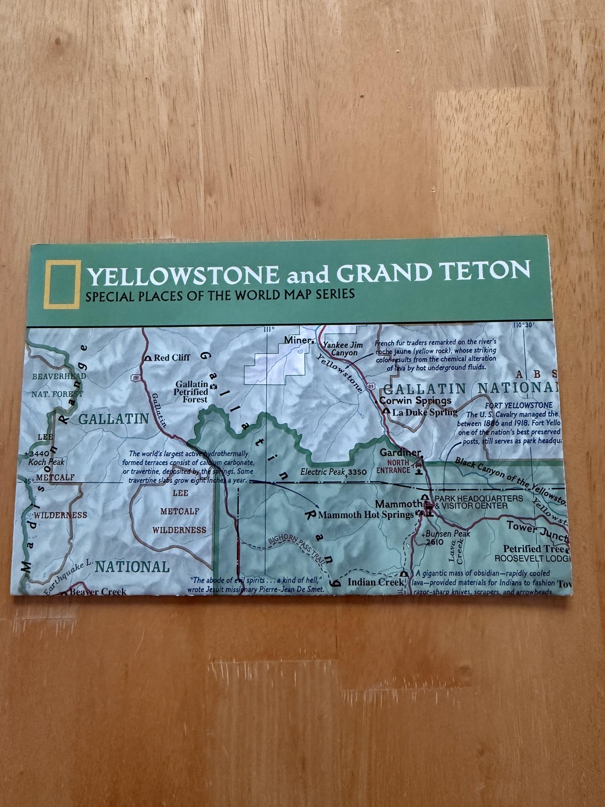 Vintage 1989 National Geographic Yellowstone Grand Teton Park Map Poster Folded