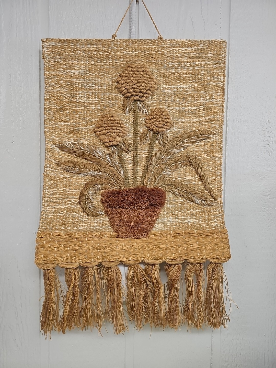 VTG '88 ICA Woven Wallhanging Wall Hanging Tapestry Fiber 16" x 24.5" Art Retro 