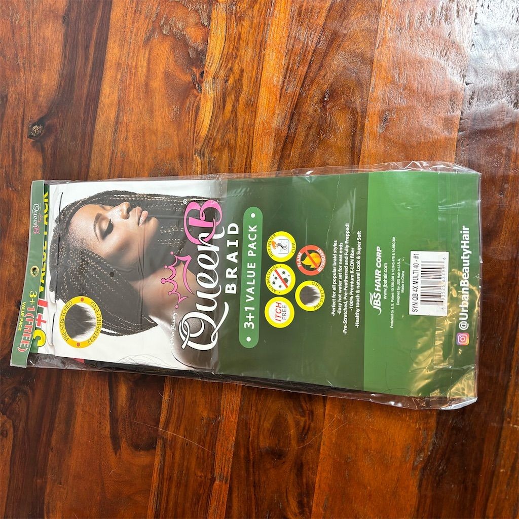 Urban Beauty Queen B Braid Hair Extensions 40" 3+1 Pack #1 Black